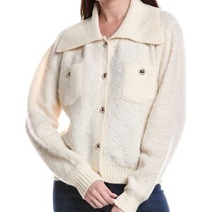 Anna Kay Catalina Women's Cream Button-Up Cashmere Blend Cardigan